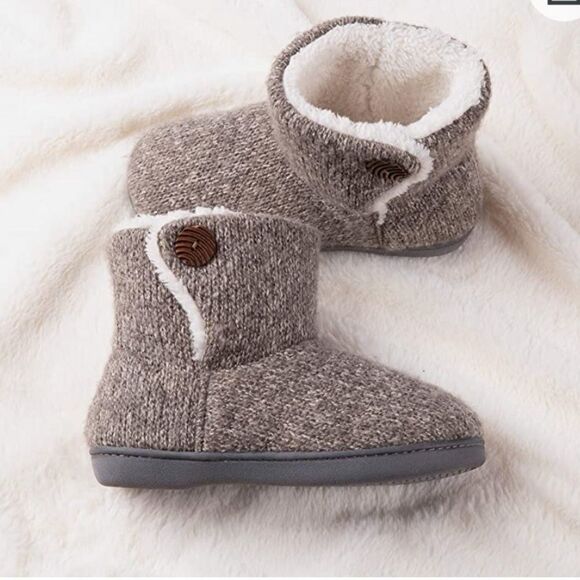 ULTRAIDEAS Women's Camber Fleece‎ Bootie Slipper with Memory Foam M Light Grey - Picture 4 of 10